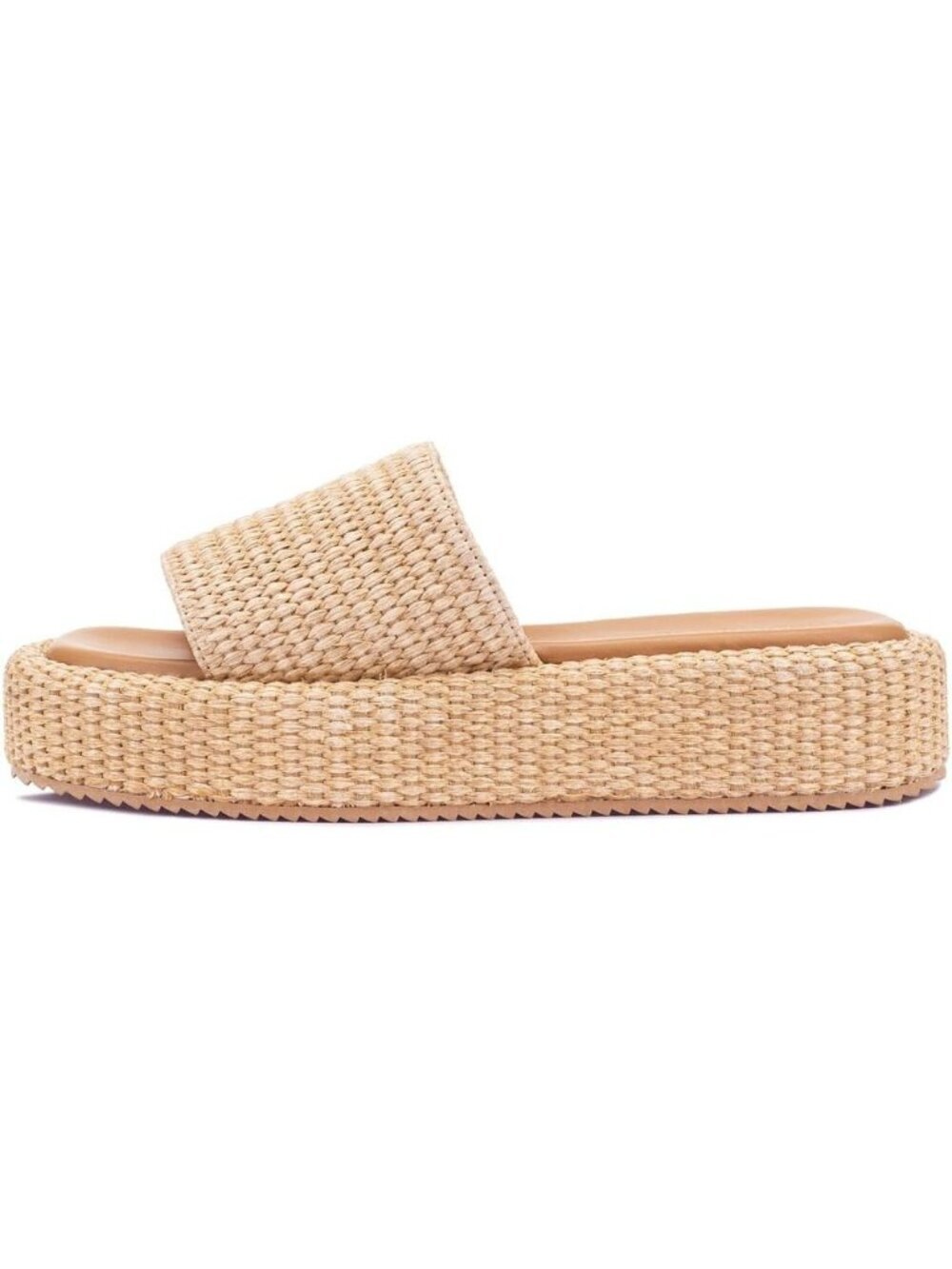Women's Natural Rubber Woven Straw Beach Slip On Comfortable Casual Platform
